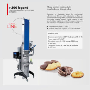 R200 Legend Chocolate enrobing belt for tempering machines