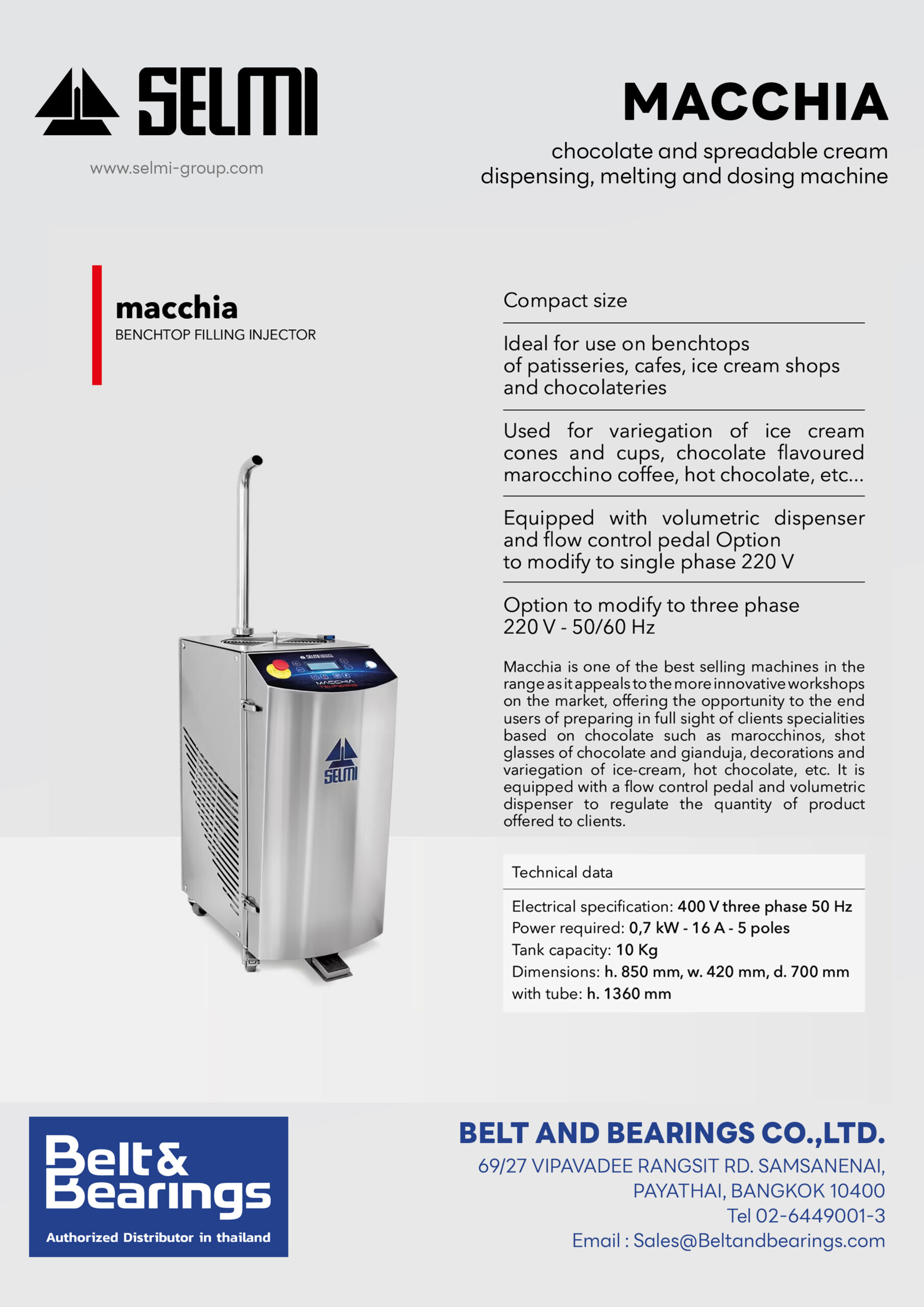 เครื่องละลายและจ่ายช็อกโกแลต รุ่น Macchia - Image 6